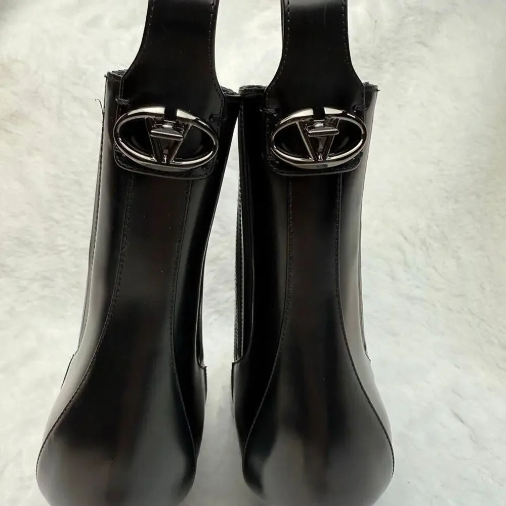 Valentino Garavani VLogo 75MM Lockette Beatle in Brushed Calfskin Boots